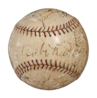 1928 New York Yankees World Champions Team Signed Official A.L. (Ernest Barnard) Baseball (21 Signatures) - Including Ruth, Gehrig , Lazzeri, Durocher and Combs (PSA/DNA)